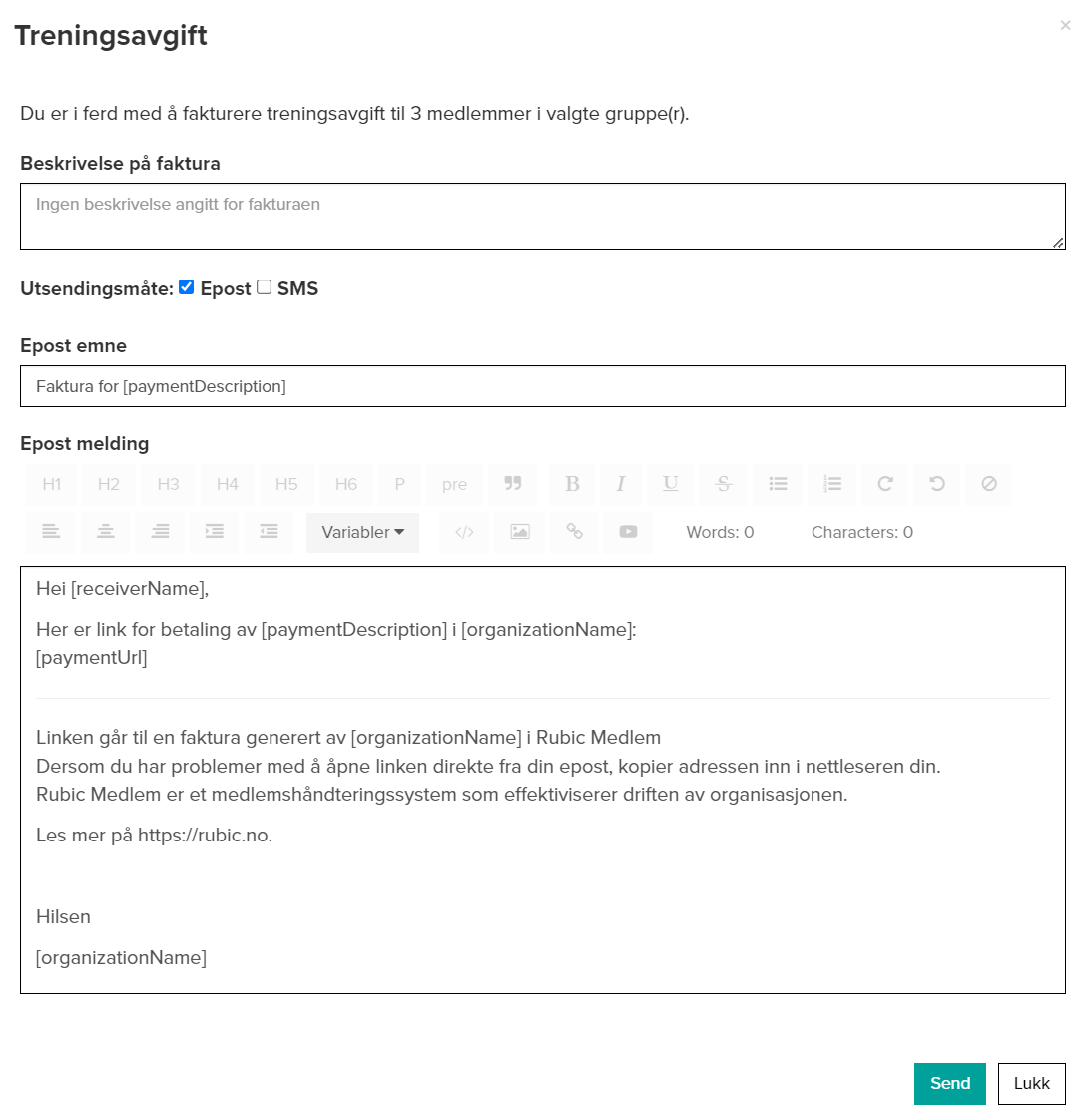 treningsavgift